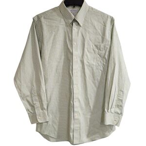 Paul Frederick Men’s XL Dress Shirt 17-35 Trim Fit Green Blue Check  Two Ply